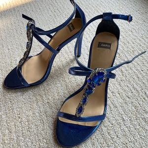 Dressy Heels, Bright Blue with Jewels, Size 8 1/2 (39 European)